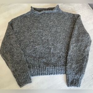 Elsamanda Grey Sweater M made in Italy long sleeve random sequins really soft